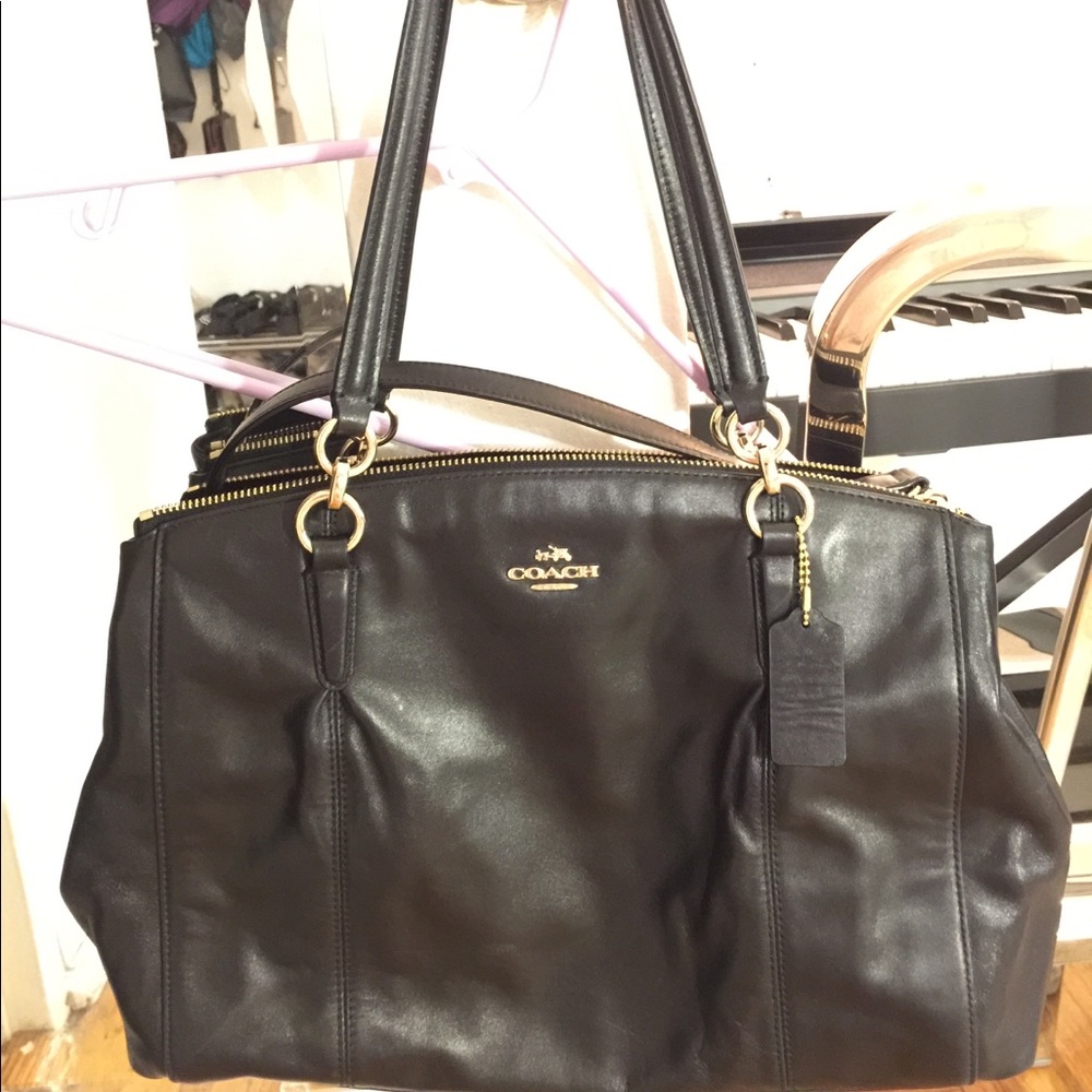Coach black leather bag
